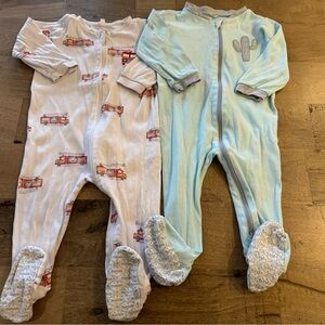 Pekkle bundle 2 Kids One Piece Pajamas Fire Truck Cactus Design size 12 months